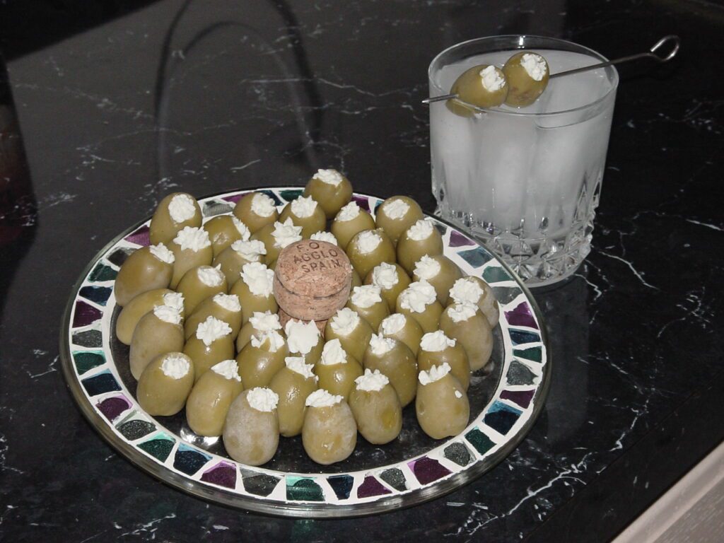 plate of blue cheese stuffed olives