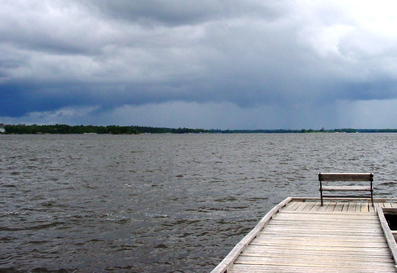 rain in the distance of Lake Kabetogama